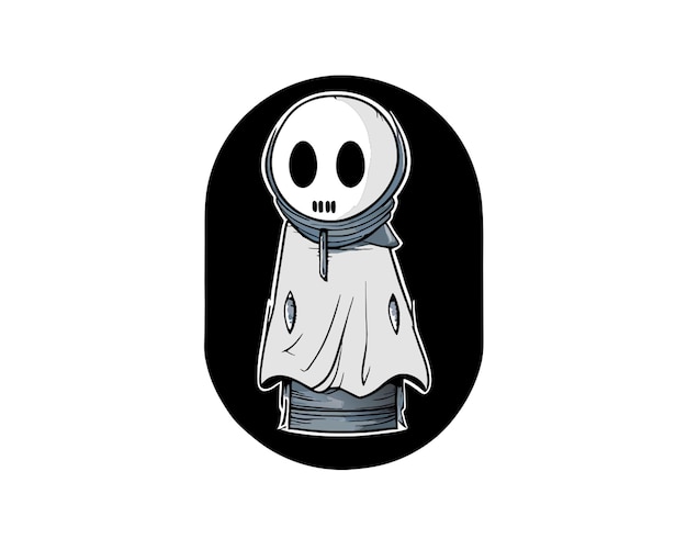 full body illustration halloween ghost character hand drawn engraving cartoon style 3 simple