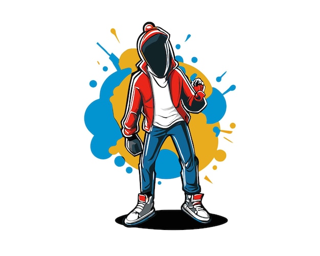 Vector full body illustration spray paint trendy retro cartoon for tshirt design hand drawn