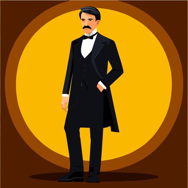 full body side view thomas alva edison without beard vector illustration