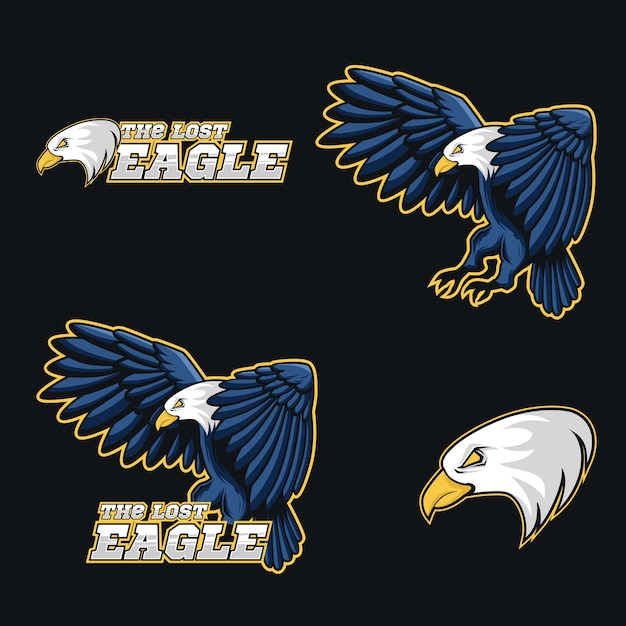 Full branding blue eagle vector illustration mascot logo