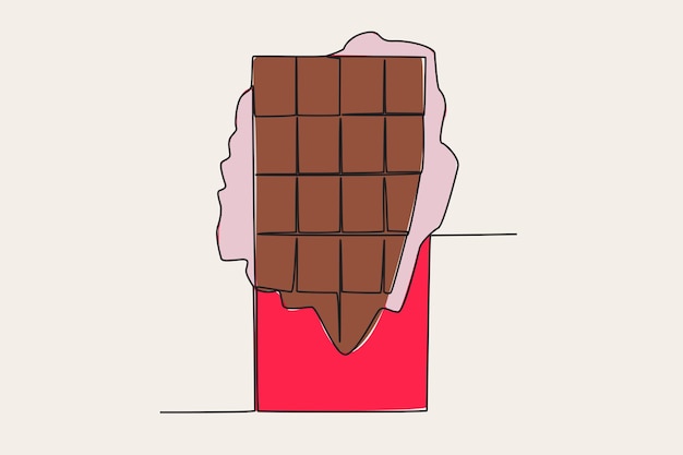 A full chocolate bar World chocolate day oneline drawing