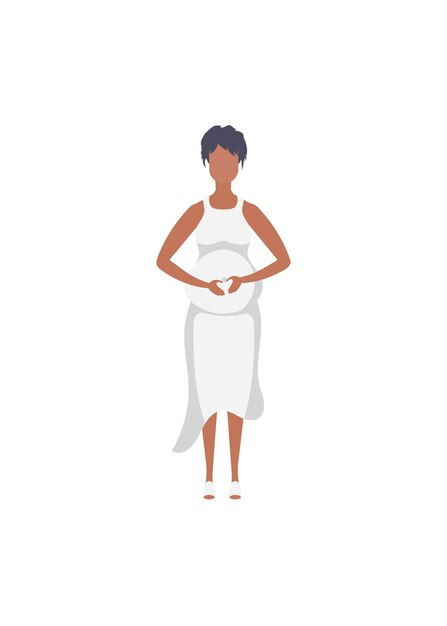 Full length pregnant woman Happy pregnancy Isolated Vector illustration in cartoon style