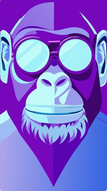 Vector full monkey with glasses vector illustration