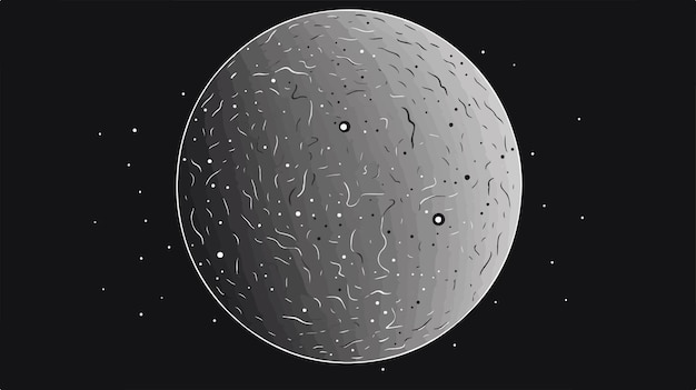 Vector full moon with craters in line art style simple icon