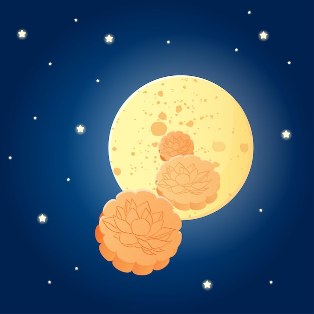 Full moon with mooncake Chinese Mid Autumn Festival