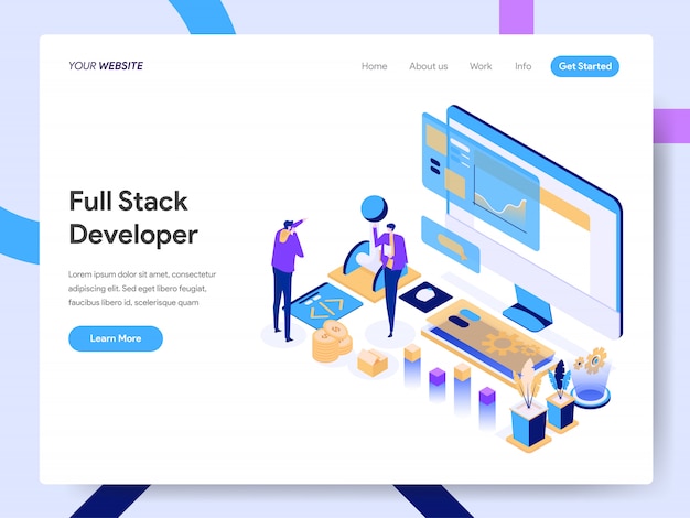 Full Stack Developer Isometric Illustration for website page