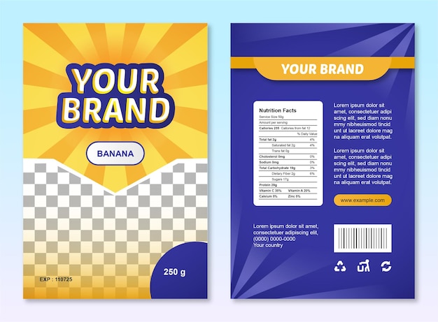 Fully editable chips and snacks packaging template