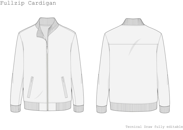 Fullzip Cardigan Technical Hand Draw