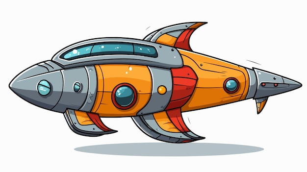 Fun Cartoon Doodle Spaceship Illustration for Creative Projects