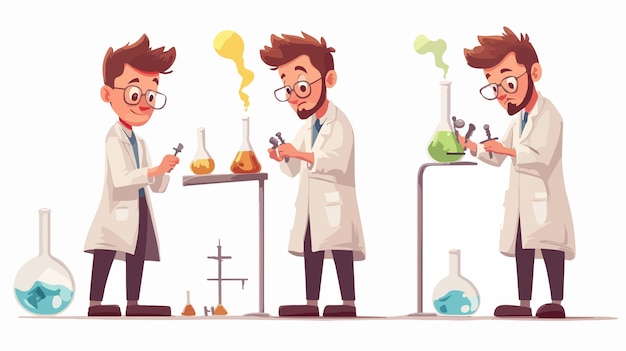 Vector fun cartoon science experiment illustration with cute car character