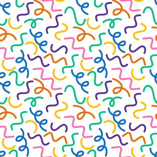 Fun colorful line doodle seamless pattern