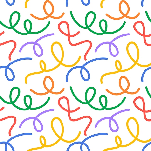 Fun colorful line doodle seamless pattern