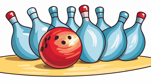 Vector fun and colorful ten pin bowling cartoon illustration for stock photos