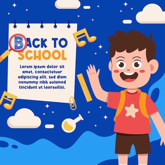 fun and cute back to school social media banner in flat design