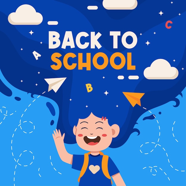 fun and cute back to school social media banner in flat design