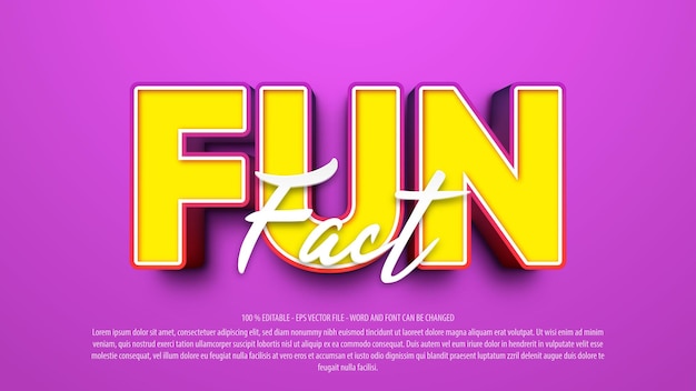 Fun fact 3d modern style editable text effect