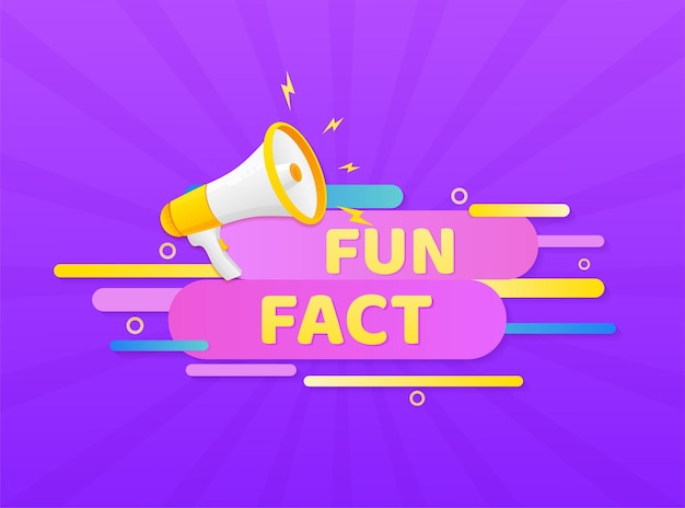 Fun fact Badge with megaphone icon Flat vector illustration on white background