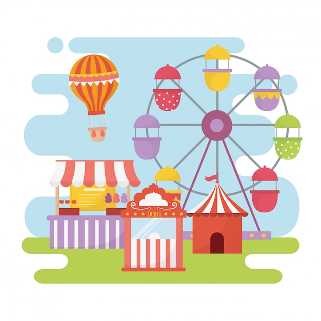 fun fair carnival ferris wheel booth ticket food recreation entertainment