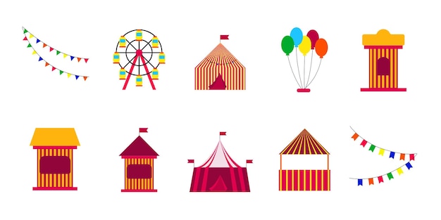 Vector fun fair illustration flat collection