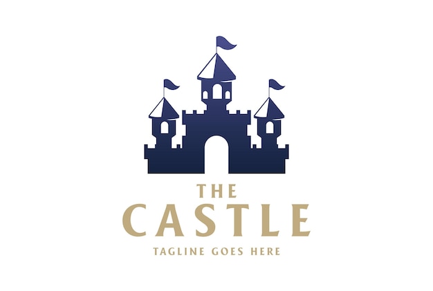 Fun Holiday Castle Silhouette for Circus Recreation Park Logo Design Vector