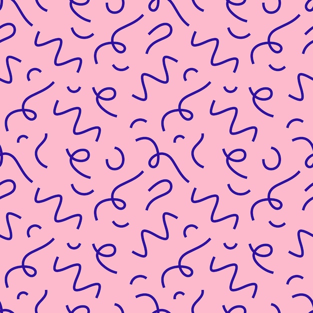 Vector fun pink line doodle seamless pattern