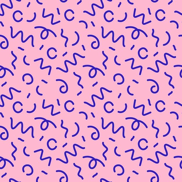 Fun pink line doodle seamless pattern