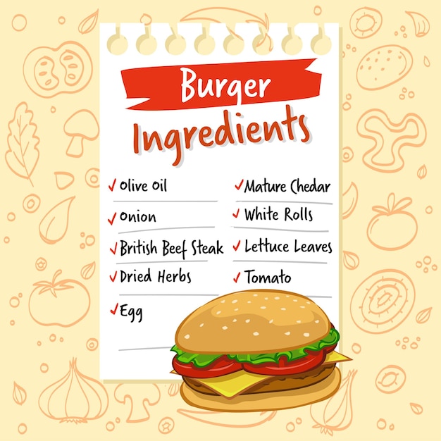 Fun restaurant menu for fast food with burger 