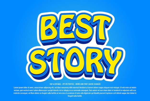 Fun story 3d style editable text effect template