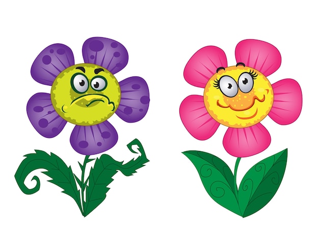 Fun and ugly flowers isolated on a white background