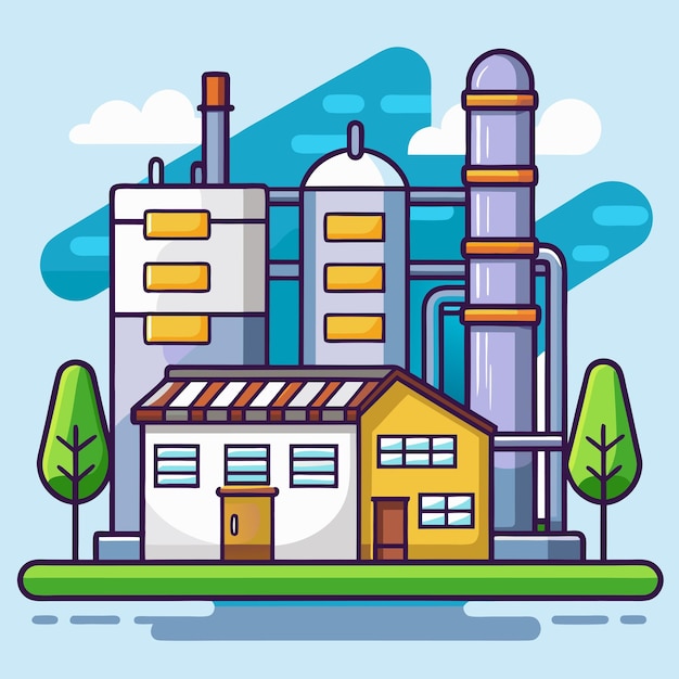 Functional Dairy Factory Vector Illustration