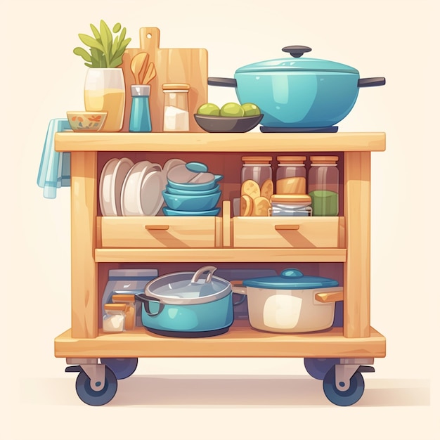 Functional kitchen trolley with storage