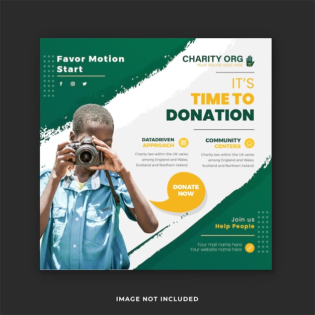 Fundraiser social media post template for charity benefit events