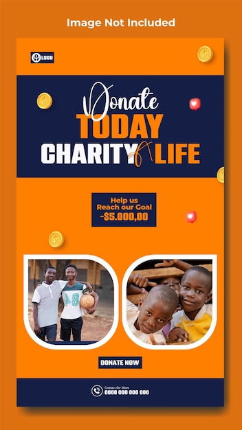 Vector fundraising charity instagram story template design