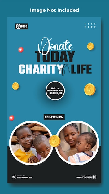 Vector fundraising charity instagram story template design