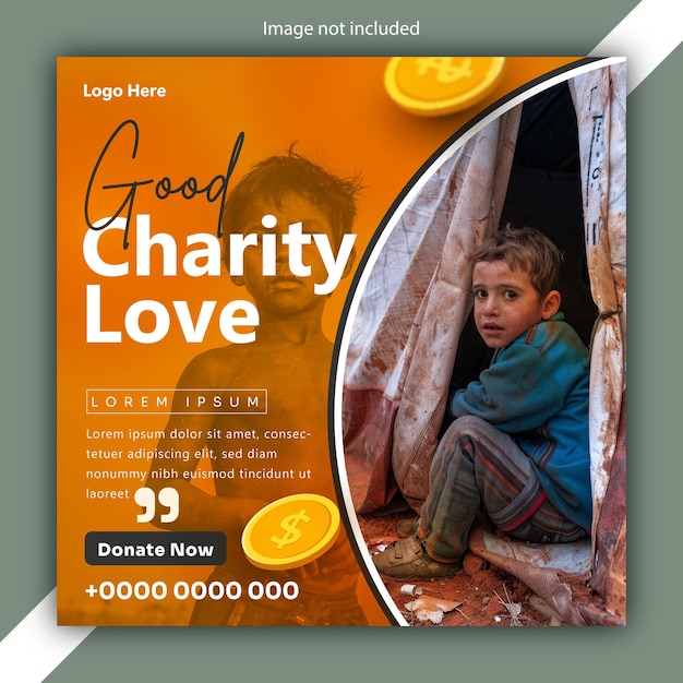 Vector fundraising charity social media post template design