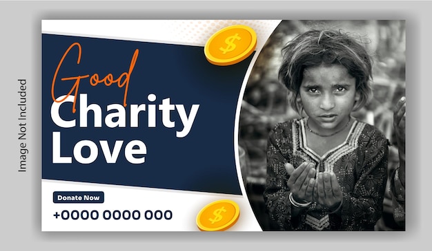 Vector fundraising charity web banner template design