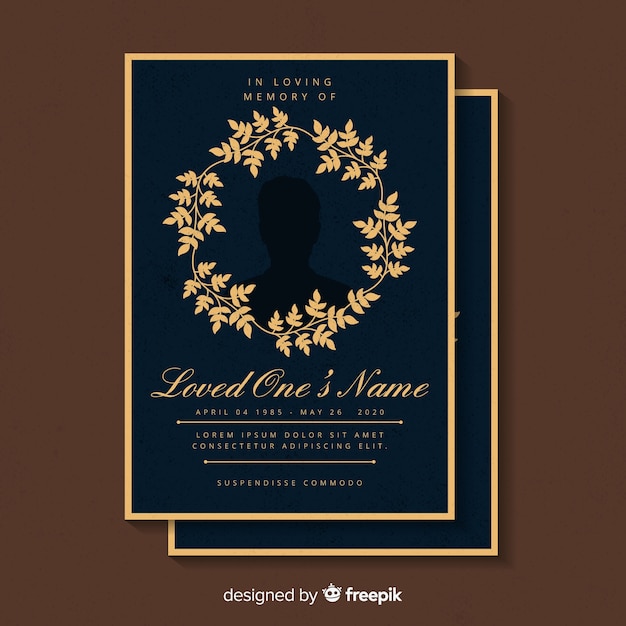 Vector funeral card template