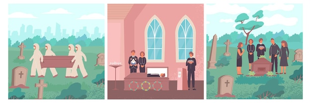 funeral illustration flat