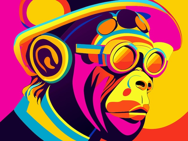 funky art monkey vector illustration