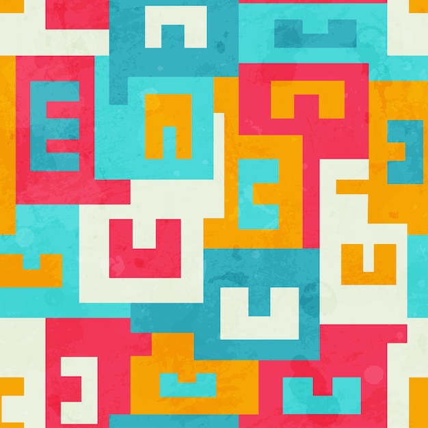 Funky bright maze seamless pattern