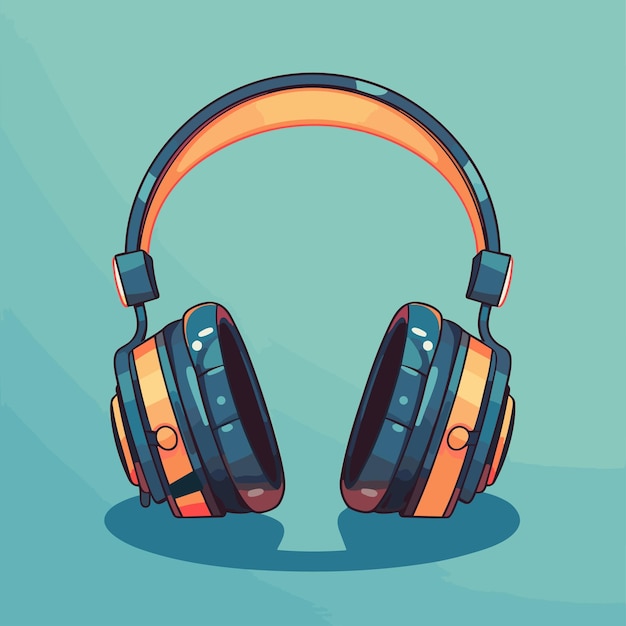 Funky colorful drawn musical retro headphones vector illustration