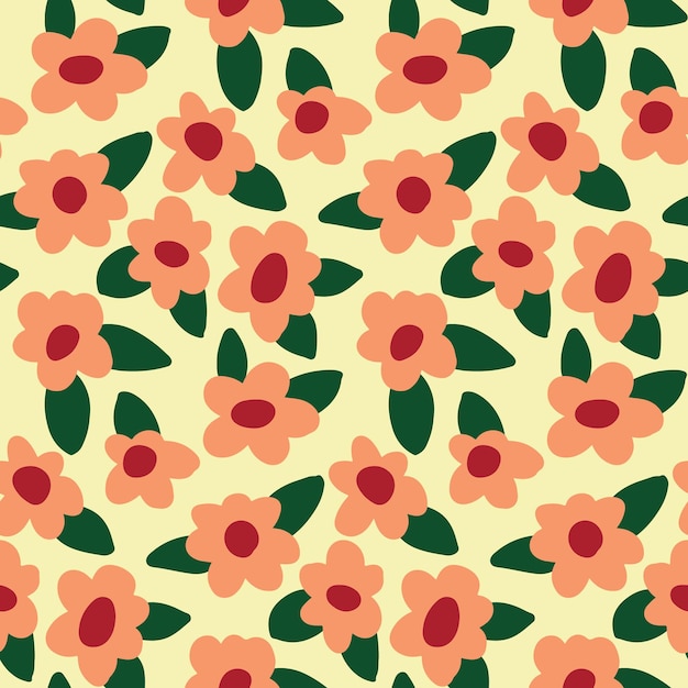 A funky floral print inspired by the eighties Seamless pattern with small pink flowers on a light background Vector illustration