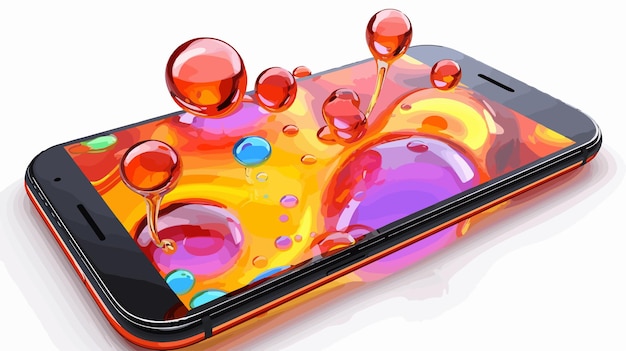 Vector funky modern mobile phone with jelly bubble background