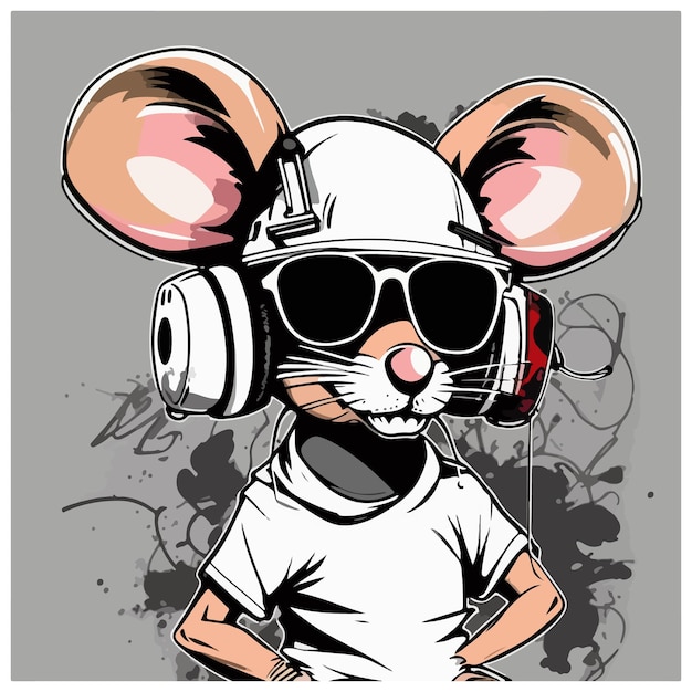 funky mouse vector illustration character