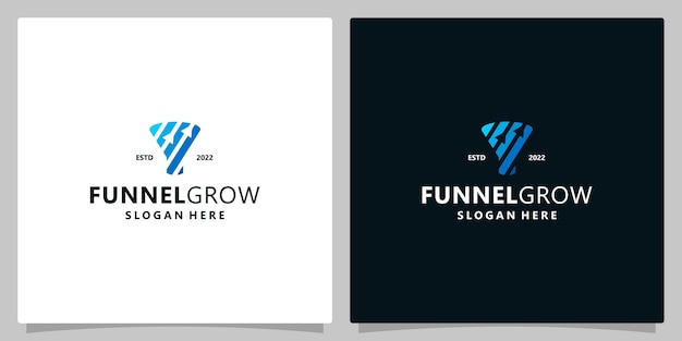 Funnel logo icon vector illustration with growth arrow investment. Premium vector