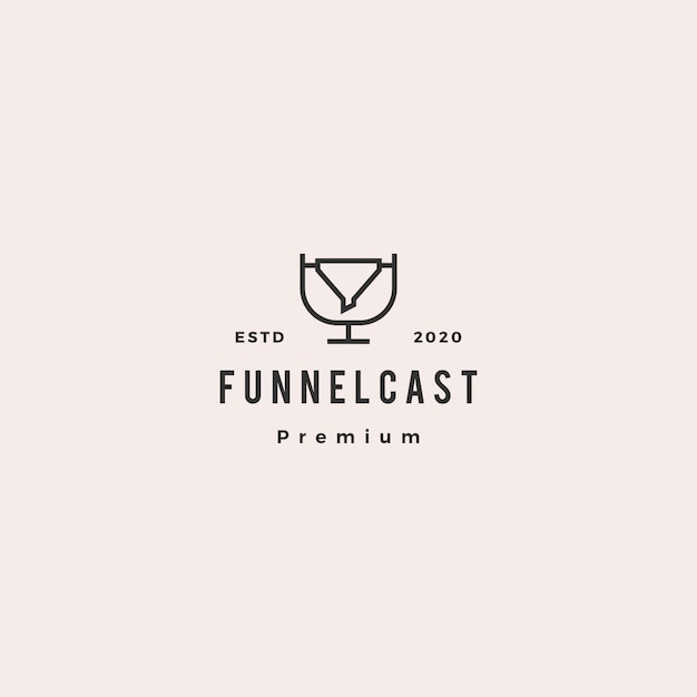 Funneling podcast logo hipster retro vintage icon for marketing blog video tutorial channel radio broadcast