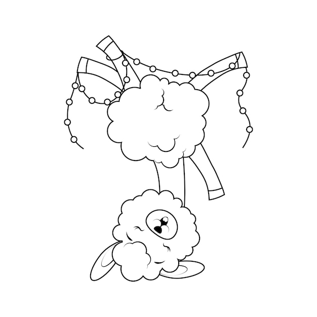 Funny alpaca stands on its head coloring page for children