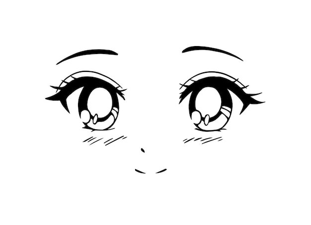 Funny anime expression Japanese manga style Hand drawn vector illustration