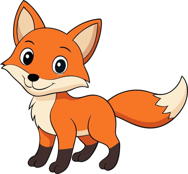 Vector funny anime red fox esp illustration on transparent background