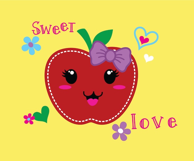 funny apple fruit vector cartoon ilustration